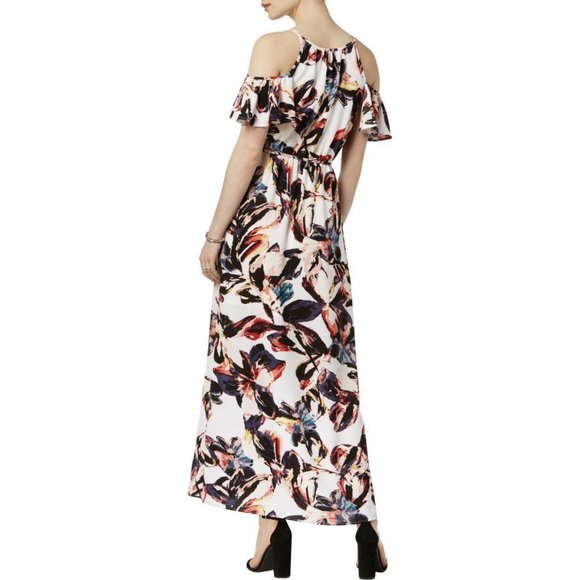 Bar III Sydney White Cold Shoulder Maxi Dress XS - Picture 2 of 2